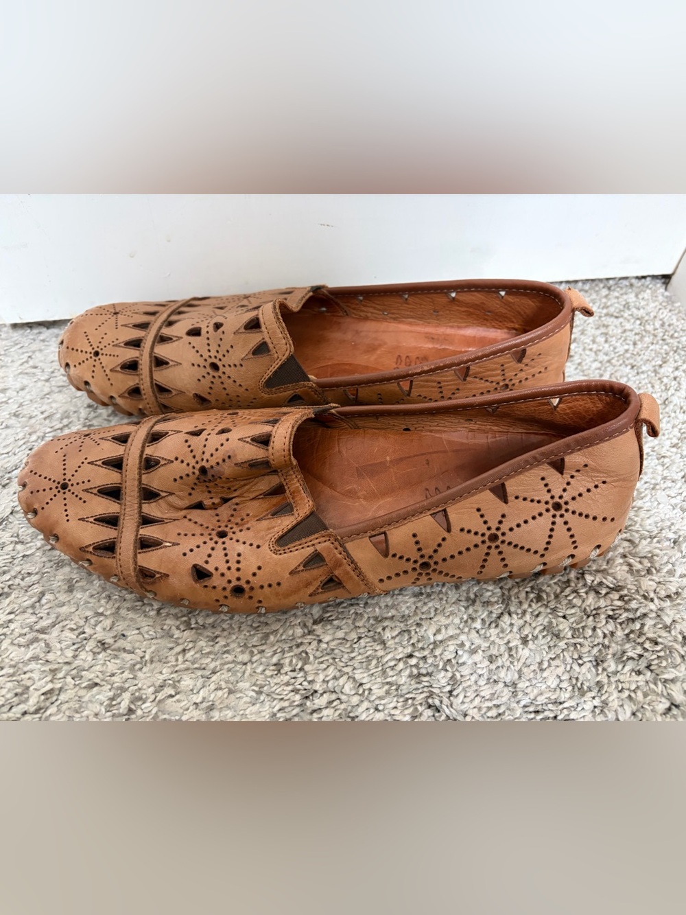 Spring Step Tan Perforated Leather Slip-Ons - Picture 3 of 5